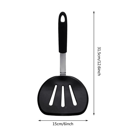 Silicone Spatula, Silicone Pancake Turner, Good Grips Perfect Pancake Flipper and Egg Turner, Heavy Duty Heat Resistant Rubber Spatula Wide for Large Food, 1 Pack, 6.0x12.6 6.0" x 12.6" Black.