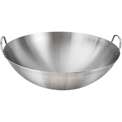 Double Handle Wok, Heavy Duty Stainless Steel Wok Fry Pan, Large Capacity Saute Pan, Multipurpose Stewpot Skillet for Gas & Electric Cooktops, 11.0 Inches 11.0" Grey.