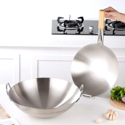 Double Handle Wok, Heavy Duty Stainless Steel Wok Fry Pan, Large Capacity Saute Pan, Multipurpose Stewpot Skillet for Gas & Electric Cooktops, 11.0 Inches 11.0" Grey.