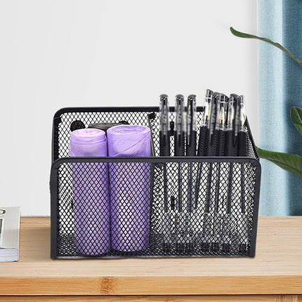 Magnetic Pen Holder, Heavy Duty 2 Slot Mesh Pencil & Marker Organizer for Desk, Extra Strong Magnets for Locker, Refrigerator, Dry Erase Board, Whiteboard Storage Solution, 7.28x2.68x4.92 3.35" x 2.17" x 3.94" Black.