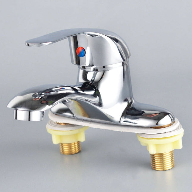 Bathroom Faucet, 2-Hole Mixer Tap, Heavy Duty Single Handle Bathroom Sink Faucet, 2 Hole Single Handle Hot and Cold Water Mixer Tap, for Hot and Cold Water, Bathroom Faucet, for Home and Hotel 3.93" Silver.