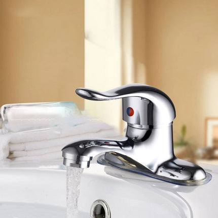 Bathroom Faucet, 2-Hole Mixer Tap, Heavy Duty Single Handle Bathroom Sink Faucet, 2 Hole Single Handle Hot and Cold Water Mixer Tap, for Hot and Cold Water, Bathroom Faucet, for Home and Hotel 3.93" Silver.