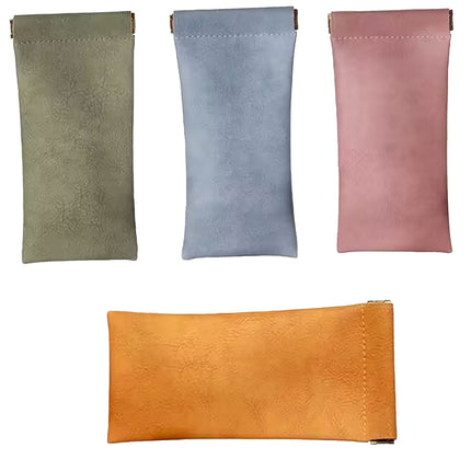 Glasses Case, Soft Eyeglass Case, Portable Squeeze Top Leather Glasses Case, Anti-Scratch Eyeglass Case For Women Men (Orange/1 Pcs) 3.14x6.88 3.14" x 6.88" Blue/1 Pcs.