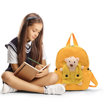 1 Pcs Travel Backpack,Cute Custom BookBag with Detachable Bear,Travel Backapck for Women/Men Casual Laptop Bookbag,Large Capacity Backpack for Birthday Gift,Christmas Gift,8.6x11 in(Green) Yellow.