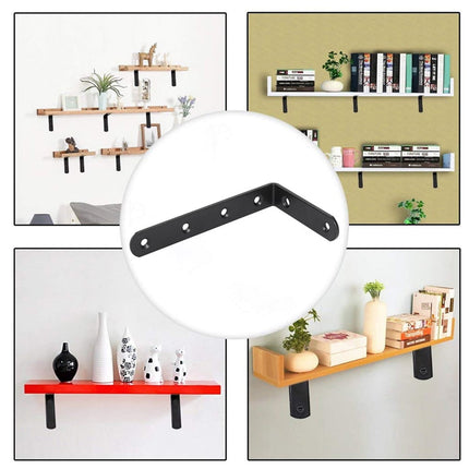 Black L Brackets for Wood, 4.92" x 2.95" Corner Bracket Heavy Duty L Corner Brace Metal Right Angle Brackets for Shelves, Furniture, Bedframe, Cabinet, Drawer, Chair, Thickness 3MM, 1 Pack 4.92" x 2.95" Black.