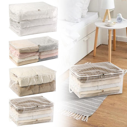 1 Pack Clear Vinyl Zippered Storage Bags, 40L Plastic Blanket Storage Bag, Vinyl Foldable Moving Bags with Zipper, Closet Organizers and Storage Containers for Bedding, Duvet, Comforter(CL4) CL4.