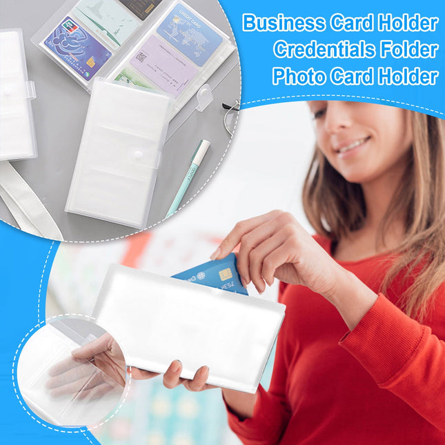 1 Pcs PP Professional Business Card Holder Organizer Book,Portable Business Card Binder- 120 Card Capacity Premium PP Folder with hard Cover, Name Card Credit Cards Binder for Men/Women(cat) Clear.