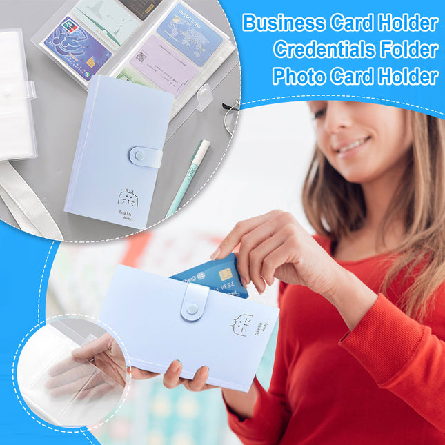 1 Pcs PP Professional Business Card Holder Organizer Book,Portable Business Card Binder- 120 Card Capacity Premium PP Folder with hard Cover, Name Card Credit Cards Binder for Men/Women(cat) cat.
