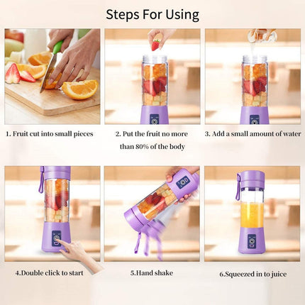 Cordless Portable Personal Size Blender - Mini Blender Make Smoothies and Shakes, 380Ml BPA Free Travel Cup, Powerful Blending Suit in Office/Home/Gym Purple.