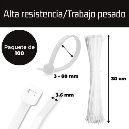 Cable Zip Ties,100 Pack White One Sizes 12 Inch Length,Nylon Universal Cable Tie,Multi-Purpose Self-Locking Nylon Cable Cord Management ,Heavy Duty Durable Adjustable Plastic Wire Ties for Home White.