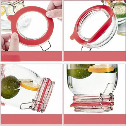 Silicone Replacement Gasket, Airtight Rubber Seals Rings for Mason Jar Lids, Leak-Proof Canning Silicone Fitting Seals for Glass Clip Top Jars (Red, 8pcs) 3.7 Inches 3.7" Red.