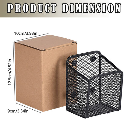 Magnetic Pencil Holder, Magnets Marker Holder, Mesh Storage Basket Organizer with Extra Strong Magnet, Mesh Pen Holder for Refrigerator, Whiteboard, Locker Accessories, Office Supplies, 3.93x3.54x4.9 3.54x3.93x4.92 Black.