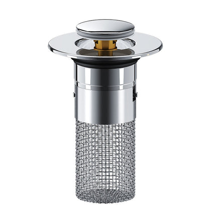 Bathroom Sink Stopper, Heavy Duty Hair Catcher, Pop Up Sink Drain Filter, for Bathroom Sink Stopper Replacement， Hair Catcher with Removable Stainless Steel Filter Basket, 1 Pcs, 2.36x3.15 2.36" x 3.15" Silver.