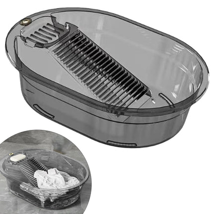 Portable Washboard, All-in-One Laundry Basin Set, Heavy-Duty Wash Board for Hand Washing Clothes, Built-in Scrub Surface, Drain Plug for Camping, RV, Emergency Use, Grey, 19.09x14.37x5.12 19.09x14.37x5.12 Gray.