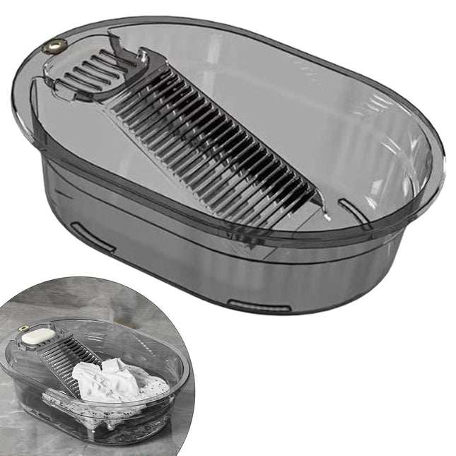 Portable Washboard, All-in-One Laundry Basin Set, Heavy-Duty Wash Board for Hand Washing Clothes, Built-in Scrub Surface, Drain Plug for Camping, RV, Emergency Use, Grey, 19.09x14.37x5.12 19.09x14.37x5.12 Gray.