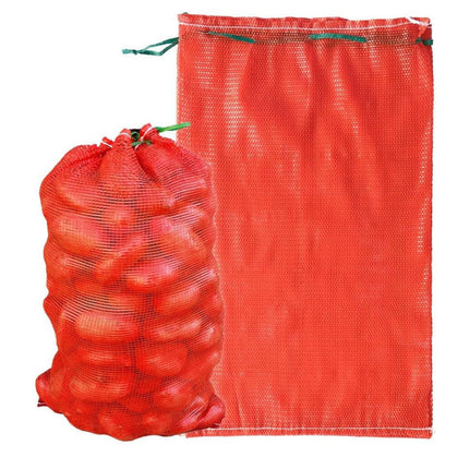 Mesh Produce Bags, 10 lbs Reusable Onion Sacks Vegetable Storage Bags Washable Net Bag, 10.63” x 18.5” for Onion Potato Firewood Crawfish, 1 Pcs 10.63" x 18.5" Red.