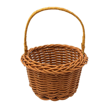 1 Piece Mini Small Wicker Basket,Wedding Flower Basket,3.14x1.96x5.51"Basket for Flower,Hand Woven Flower Basket,Kids Flower Stretch, Natural Hand Woven Easter Gift Basket with Handles,White BW1.