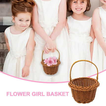 1 Piece Mini Small Wicker Basket,Wedding Flower Basket,3.14x1.96x5.51"Basket for Flower,Hand Woven Flower Basket,Kids Flower Stretch, Natural Hand Woven Easter Gift Basket with Handles White.