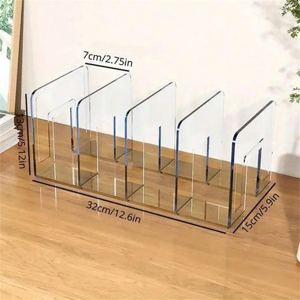 Acrylic File Sorter, Clear Handbag Holder Acrylic Desk Organizer, Sturdy Desktop Files Organizer Files Folder Holder Rack for Envelopes Mail Letter Paper Notebook Electronics, 1 Pcs, 12.6x5.9x5.12 12.6" x 5.9" x 5.12" Clear.