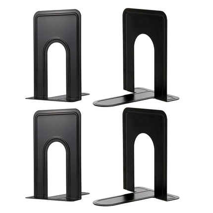 Non-Slip Bookends, Acrylic Book Ends for Shelves Clear Decorative Bookends Non-Skid Heavy Duty Bookend Book Holders/Stoppers (2 Pair/4 Pieces) 5x5x7.3 5.83x4.96x6.69" Black.