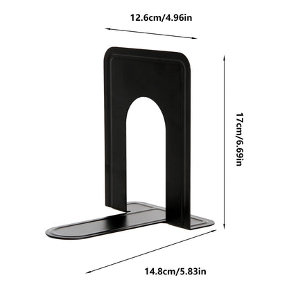 Non-Slip Bookends, Acrylic Book Ends for Shelves Clear Decorative Bookends Non-Skid Heavy Duty Bookend Book Holders/Stoppers (2 Pair/4 Pieces) 5x5x7.3 5.83x4.96x6.69" Black.
