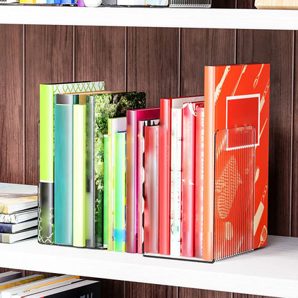 Non-Slip Bookends, Acrylic Book Ends for Shelves Clear Decorative Bookends Non-Skid Heavy Duty Bookend Book Holders/Stoppers (2 Pair/4 Pieces) 5x5x7.3 4.7x4.7x7.3" Clear.