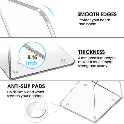 Non-Slip Bookends, Acrylic Book Ends for Shelves Clear Decorative Bookends Non-Skid Heavy Duty Bookend Book Holders/Stoppers (2 Pair/4 Pieces) 5x5x7.3 7.3 X 5 X 5 In Clear.