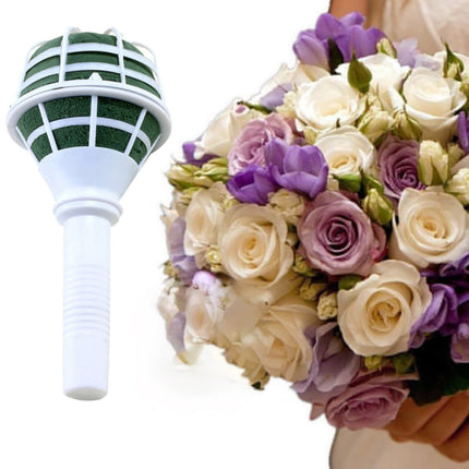Bouquet Holder, DIY Wedding Foam Bouquet Handle Bridal Floral Fresh Artificial Flower Holder Decoration for Fresh And Artificial Flower, 1 Pcs, 3.34x7.08 3.34" x 7.08" White.