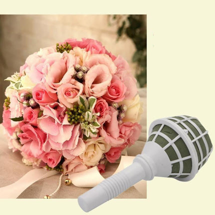 Bouquet Holder, DIY Wedding Foam Bouquet Handle Bridal Floral Fresh Artificial Flower Holder Decoration for Fresh And Artificial Flower, 1 Pcs, 3.34x7.08 3.34" x 7.08" White.