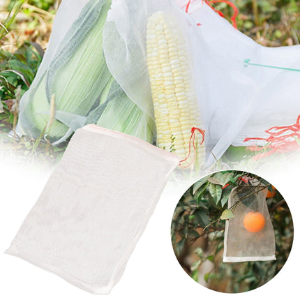 Fruit Protection Bags, Fruit Netting Bags for Fruit Trees Fruit Cover Mesh Bag with Drawstring, Netting Barrier Bags for Protecting Fruit and Vegetables, 1 Pcs, 3.93x5.9 3.93" x 5.9" White.