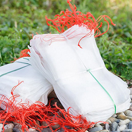 Fruit Protection Bags, Fruit Netting Bags for Fruit Trees Fruit Cover Mesh Bag with Drawstring, Netting Barrier Bags for Protecting Fruit and Vegetables, 1 Pcs, 3.93x5.9 3.93" x 5.9" White.