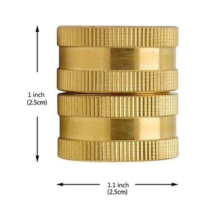 3/4" Garden Hose Connector, Heavy Duty Garden Hose Adapter with Dual Swivel for Male Hose to Male Hose, Double Female, 2 Pack, 1.1x1.0 1.1" x 1.0" Gold.