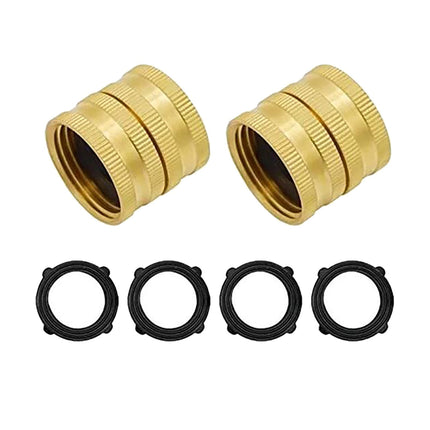 3/4" Garden Hose Connector, Heavy Duty Garden Hose Adapter with Dual Swivel for Male Hose to Male Hose, Double Female, 2 Pack, 1.1x1.0 1.1" x 1.0" Gold.