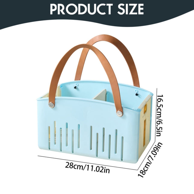 Cotton Woven Basket with PU Leather Handle, Clothes Toys Candy Gifts Cotton Rope Organizer, Living Room Basket Bathroom Shower Storage Laundry Basket, Dog Cat Bed, Fall Basket, 11.02x8.66x4.33 11.02" x 7.09" x 6.5" Blue.