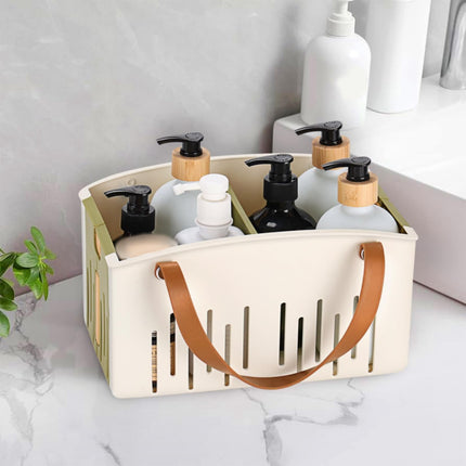Cotton Woven Basket with PU Leather Handle, Clothes Toys Candy Gifts Cotton Rope Organizer, Living Room Basket Bathroom Shower Storage Laundry Basket, Dog Cat Bed, Fall Basket, 11.02x8.66x4.33 11.02" x 7.09" x 6.5" Green.