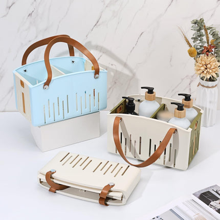 Cotton Woven Basket with PU Leather Handle, Clothes Toys Candy Gifts Cotton Rope Organizer, Living Room Basket Bathroom Shower Storage Laundry Basket, Dog Cat Bed, Fall Basket, 11.02x8.66x4.33 11.02" x 7.09" x 6.5" White.