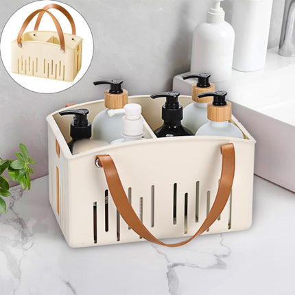 Cotton Woven Basket with PU Leather Handle, Clothes Toys Candy Gifts Cotton Rope Organizer, Living Room Basket Bathroom Shower Storage Laundry Basket, Dog Cat Bed, Fall Basket, 11.02x8.66x4.33 11.02" x 8.66" x 4.33" White.