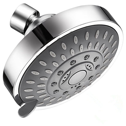 High Pressure Shower Head, Heavy Duty High Flow Pressure Rain, Fixed Showerhead 5-Setting with Bathroom Showerhead with Adjustable Brass Ball Joint, 1 Pcs, 4x3.25 4" x 3.25" Silver.