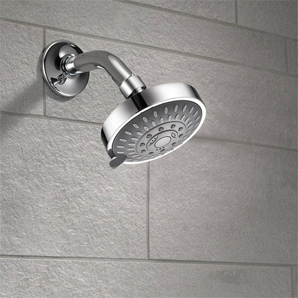 High Pressure Shower Head, Heavy Duty High Flow Pressure Rain, Fixed Showerhead 5-Setting with Bathroom Showerhead with Adjustable Brass Ball Joint, 1 Pcs, 4x3.25 4" x 3.25" Silver.
