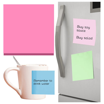 1 Pack Premium Multi-Use Sticky Notes 3x3 in Post Bright Stickies Colorful Super Sticking Power Memo Pads, Strong Adhesive, 100 Sheets/pad, Super Sticking Power Memo Pads(light blue,3x3") Fluorescent Rose Red.