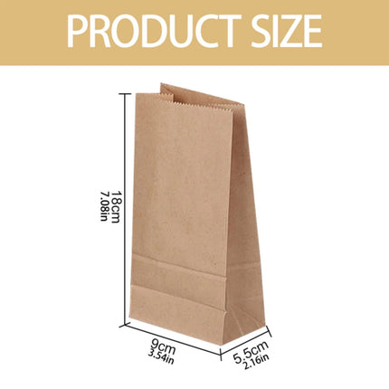 Paper Grocery Bags (50 Pcs Bulk) Heavy Duty Brown Paper Bag, Large Grocery Kraft Sacks, for Takeout, Restaurant, Retail, Shopping, 3.54x2.16x7.08 3.54" x 2.16" x 7.08" Khaki.