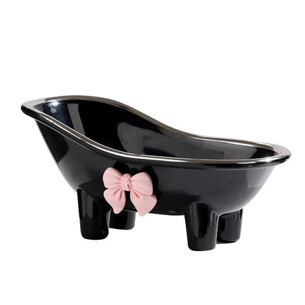 Plastic Soap Dish, Mini Bathtub Shape Soap Holder Container for Desktop Shower, Makeup Beauty Blender Organizer for Bathroom Decor, 5.51x2.87x3.07 5.51" x 2.87" x 3.07" Black.