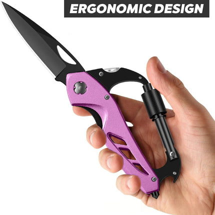 Portable 2-in-1 Multifunctional Folding Pocket Knife,All-in-One Outdoor Portable Multifunctional Red Folding Pocket Tool Multiple Functions Tool with Bottle Opener, Window Breaker Screwdriver,Red Black.