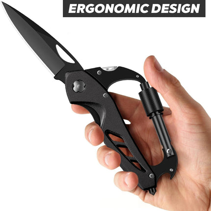 Portable 2-in-1 Multifunctional Folding Pocket Knife,All-in-One Outdoor Portable Multifunctional Red Folding Pocket Tool Multiple Functions Tool with Bottle Opener, Window Breaker Screwdriver,Red Black.