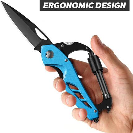 Portable 2-in-1 Multifunctional Folding Pocket Knife,All-in-One Outdoor Portable Multifunctional Red Folding Pocket Tool Multiple Functions Tool with Bottle Opener, Window Breaker Screwdriver,Red Pink.