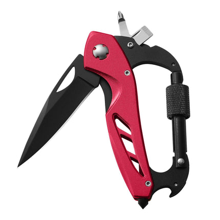 Portable 2-in-1 Multifunctional Folding Pocket Knife,All-in-One Outdoor Portable Multifunctional Red Folding Pocket Tool Multiple Functions Tool with Bottle Opener, Window Breaker Screwdriver Red.