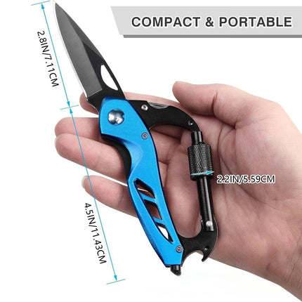 Portable 2-in-1 Multifunctional Folding Pocket Knife,All-in-One Outdoor Portable Multifunctional Red Folding Pocket Tool Multiple Functions Tool with Bottle Opener, Window Breaker Screwdriver Red.