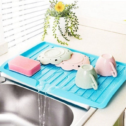 Large Rectangular Kitchen Drying Tray with Drain Holes,Sturdy Plastic for Fruit,Vegetable,and Dish Drainage,Space-Saving Design for Countertop Organization,Keeps Surfaces Dry and Tidy. White.