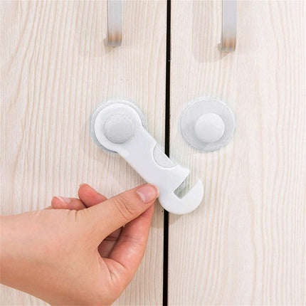 Cabinet Locks for Pet Safety, Plastic Latches with Adhesive for Drawer Cupboards Closet and Pantry Door, Fridge Lock for Protecting Dog and Cat, 2 Pcs, 3.74 Inches 3.74" Brown.
