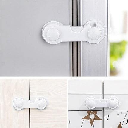 Cabinet Locks for Pet Safety, Plastic Latches with Adhesive for Drawer Cupboards Closet and Pantry Door, Fridge Lock for Protecting Dog and Cat, 2 Pcs, 3.74 Inches 3.74" White.